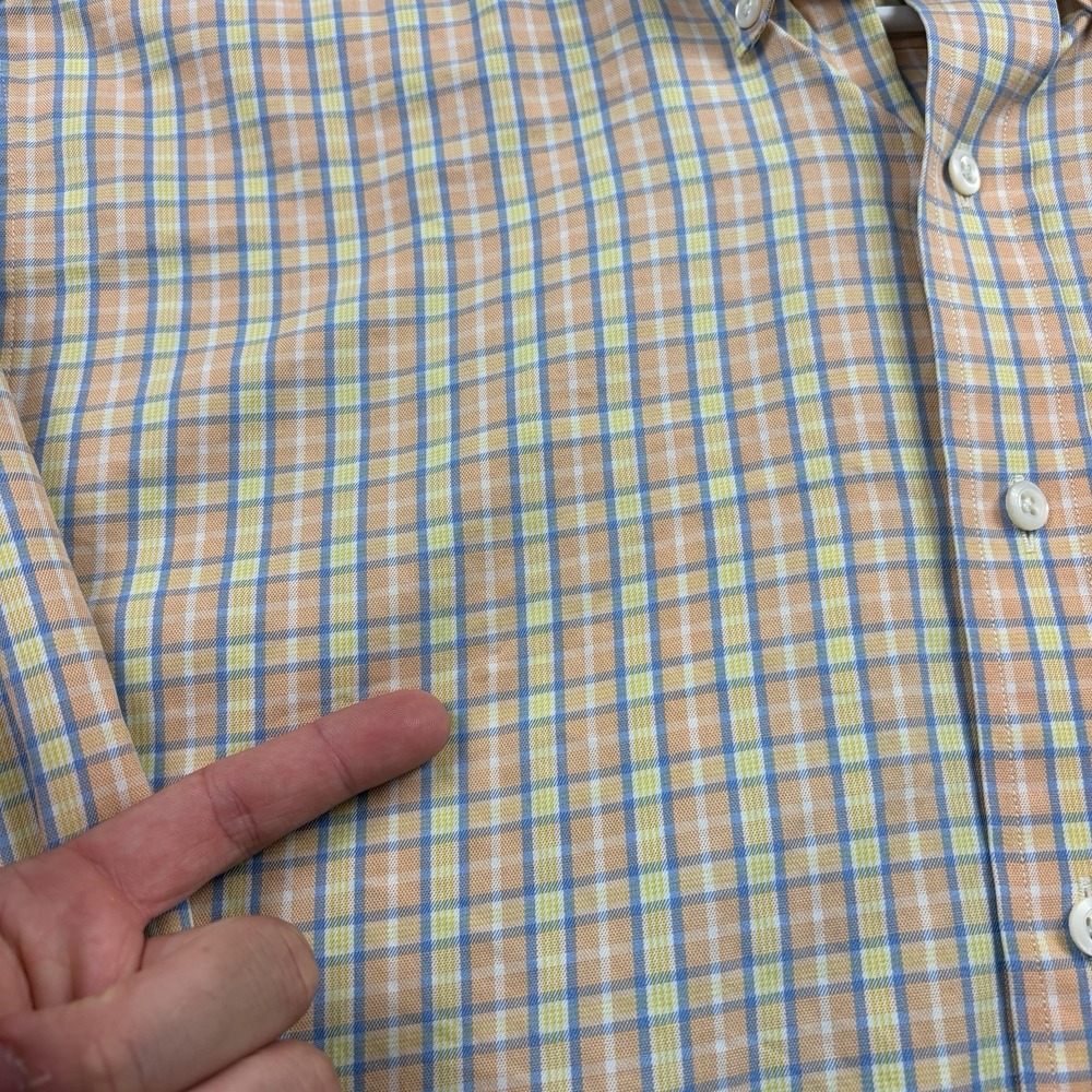 Brooks Brothers Country Club Shirt Mens Large Orange Plaid Egyptian Cotton - Picture 4 of 8
